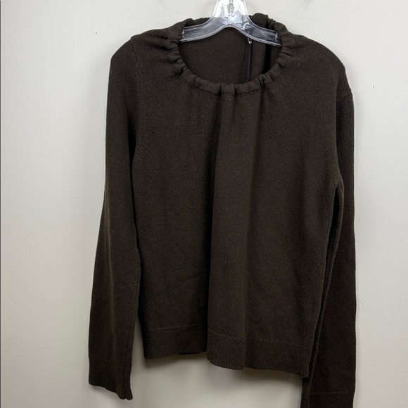 ANN DEMEULEMEESTER Dark green Brown Knit long sleeve Top - Picture 10 of 12